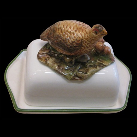 Butter dish with partridge red on the top