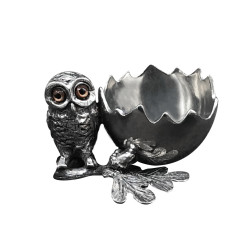Pewter Eggcup Owl