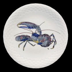 12 assiettes "Grands crustacés", faïence de Gien, 1961