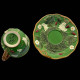 Majolica green breakfast cup and saucer "George Sand"