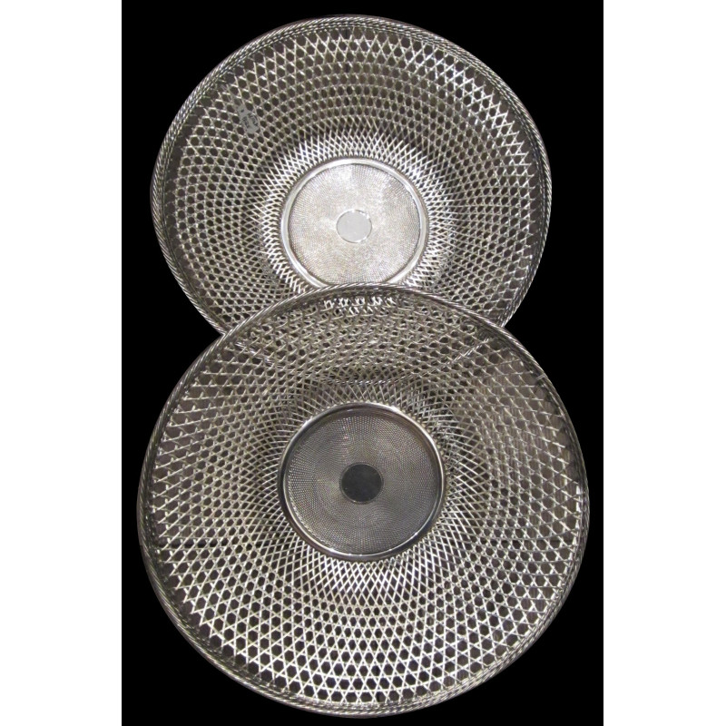 Pair of bread XIXth round basket silver plated 