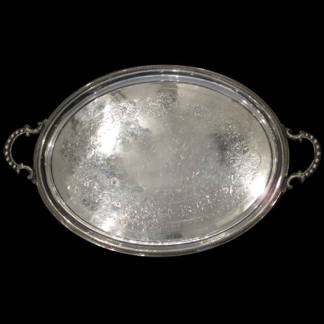 Oval large tray XIXth GB silver plated