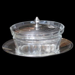Parmesan dish crystan and silver plated