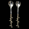 Pair of salad server pewter coral handle