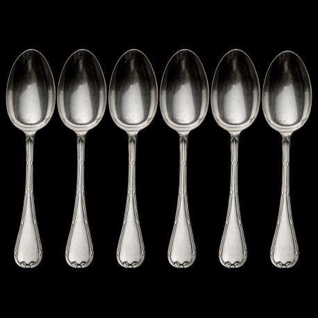 Set of 6 vintage Christofle Rubans dessert spoons