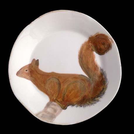 Majolica squirrel deep plate