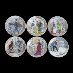 12"Paris assiégé" colored dinner plate by Creil & Montereau