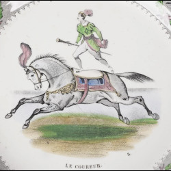 12 Horses dinner plates by Creil & Montereau 19th century
