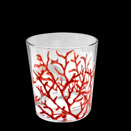 Small straight red coral bush glass