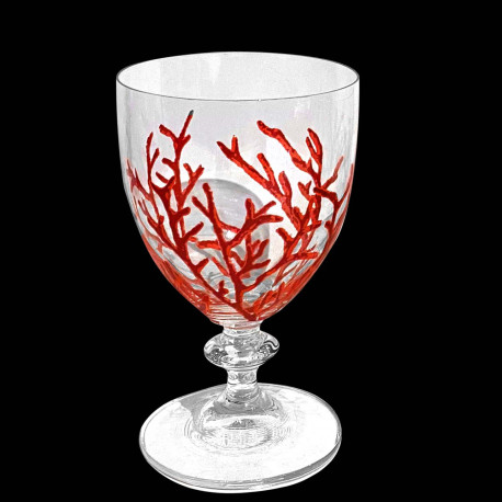Red coral bush red wine glass