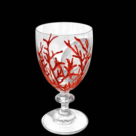 Red coral bush wine glass