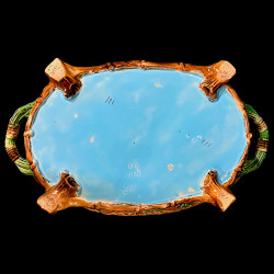 Terrine couvercle décor gibiers XIXe faience Minton1868 pattern 668 L35x21cm H18cm